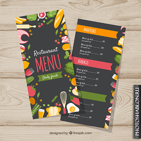 Vector restaurant menu template in flat style
