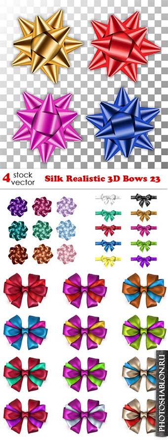 Векторный клипарт - Шелковые банты / Silk Realistic 3D Bows 23