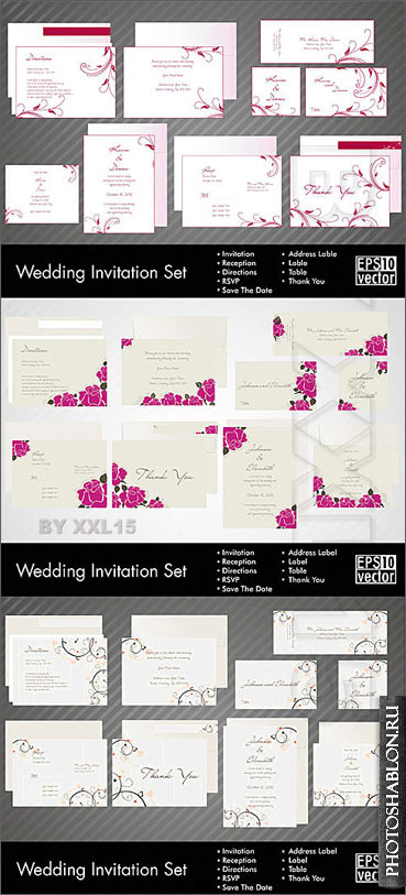Wedding invitations set / Свадебные приглашения в векторе