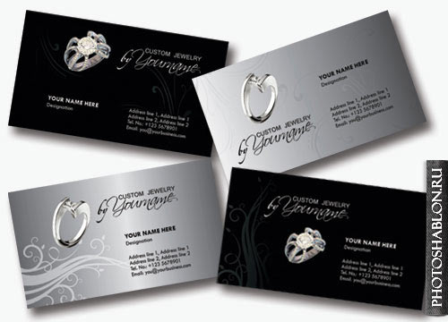 Business Card PSD Templates - Jewelry | Business Card Templates | Шаблоны  визиток, визитных карточек