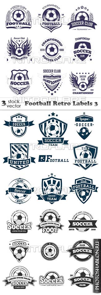 Векторный клипарт - Football Retro Labels 3