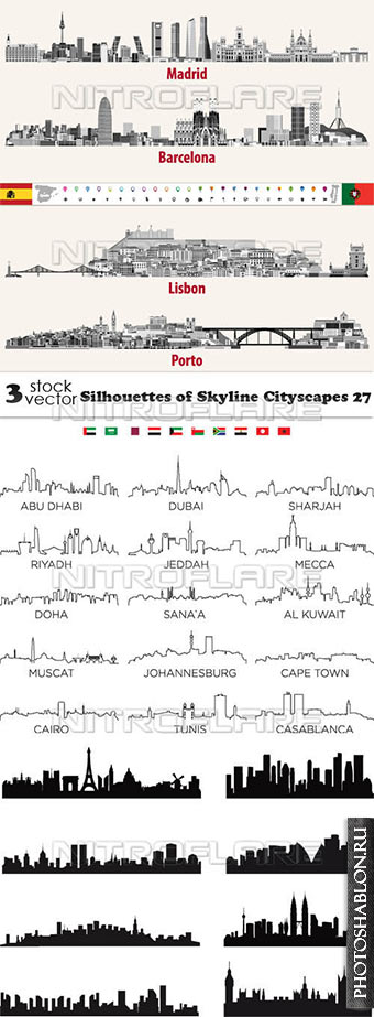 Vectors - Silhouettes of Skyline Cityscapes 27