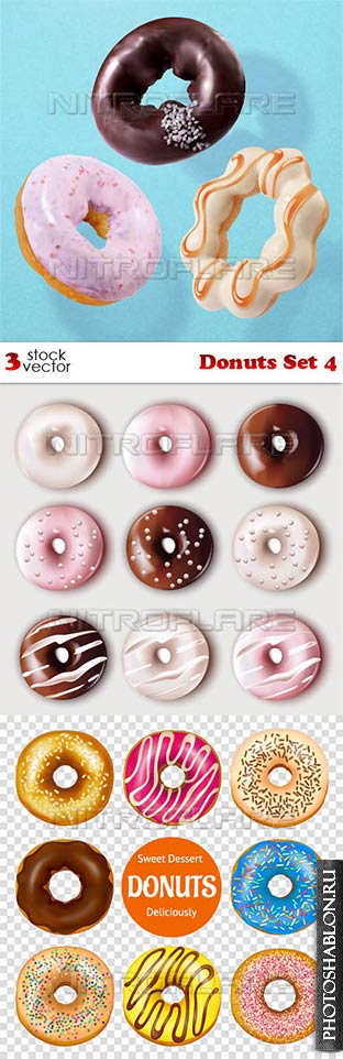 Векторный клипарт - Пончики / Vectors - Donuts Set 4