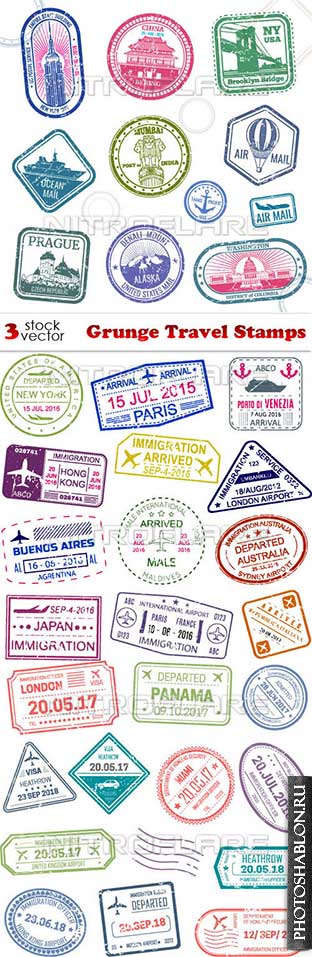 Vectors - Grunge Travel Stamps