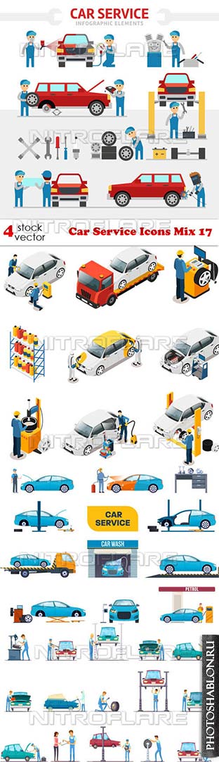 Векторные иконки - Автосервис / Car Service Icons Mix 17