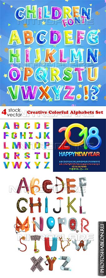 Векторный клипарт - Creative Colorful Alphabets Set