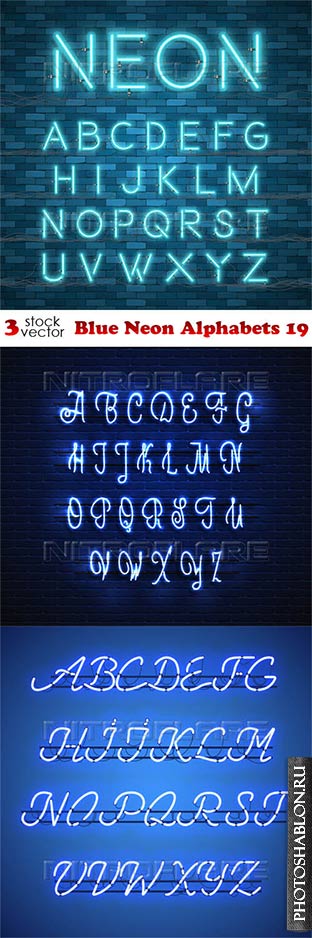 Vectors - Blue Neon Alphabets 19