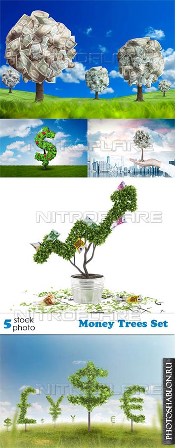 Растровый клипарт, фото HD - Денежные деревья / Money Trees Set
