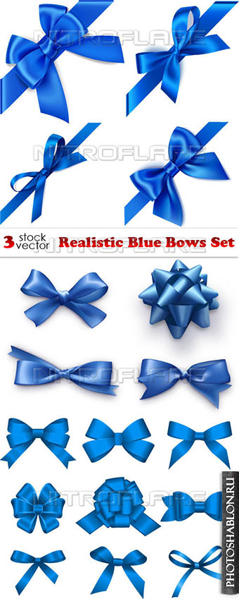 Векторный клипарт - Голубые банты / Vectors - Realistic Blue Bows Set