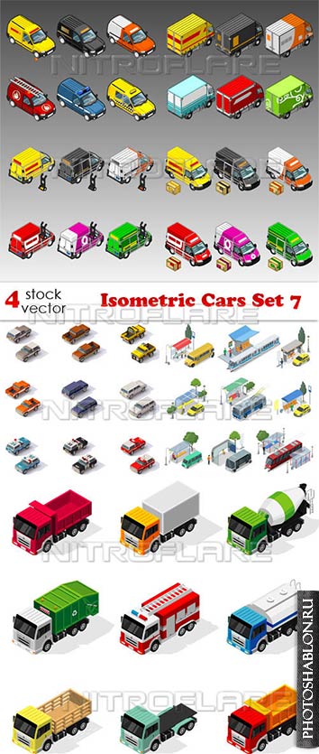 Векторный клипарт - Isometric Cars Set 7