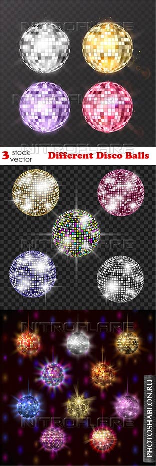 Векторный клипарт - Диско шары / Different Disco Balls