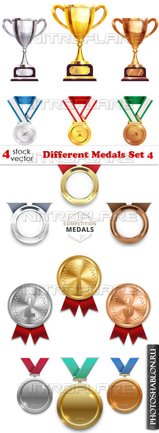 Векторный клипарт - Медали и кубки / Different Medals Set 4