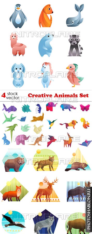Векторный клипарт - Животные / Creative Animals Set