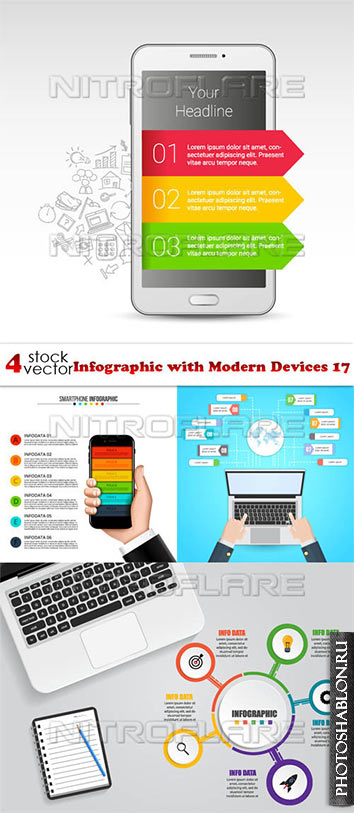 Vectors - Infographic with Modern Devices 17