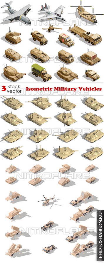 Векторный клипарт - Isometric Military Vehicles