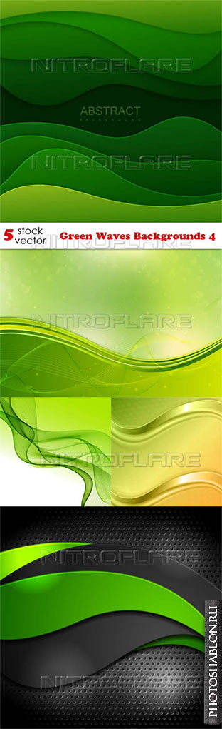 Векторный клипарт - Green Waves Backgrounds 4