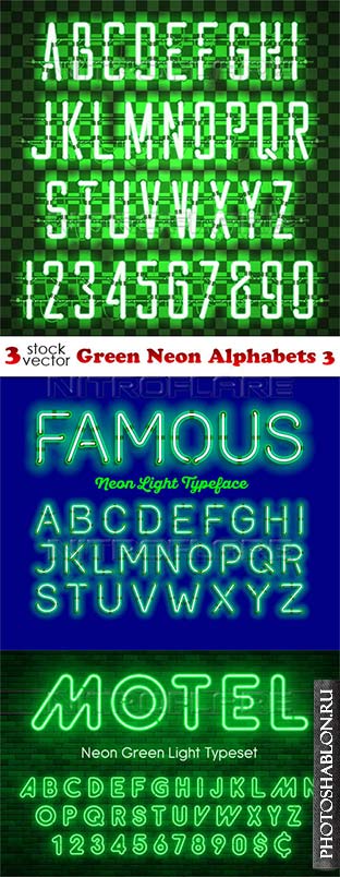 Vectors - Green Neon Alphabets 3