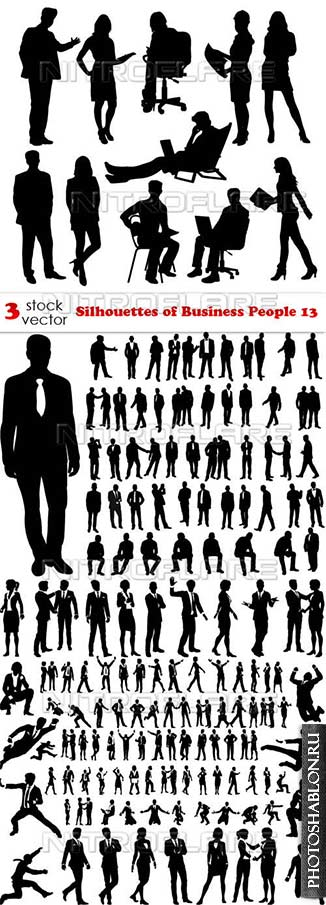 Векторный клипарт - Silhouettes of Business People 13