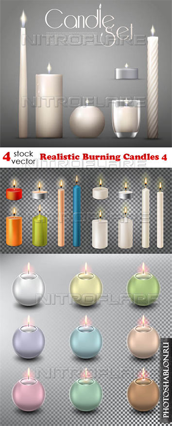 Векторный клипарт - Реалистичные горящие свечи / Realistic Burning Can