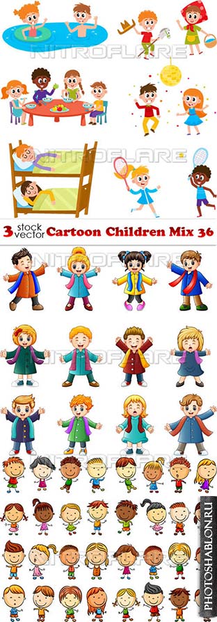 Векторный клипарт - Мультяшные дети / Vectors - Cartoon Children Mix 3