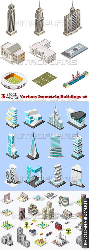 Векторный клипарт - Здания / Vectors - Various Isometric Buildings 26