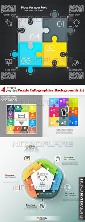 Vectors - Puzzle Infographics Backgrounds 24