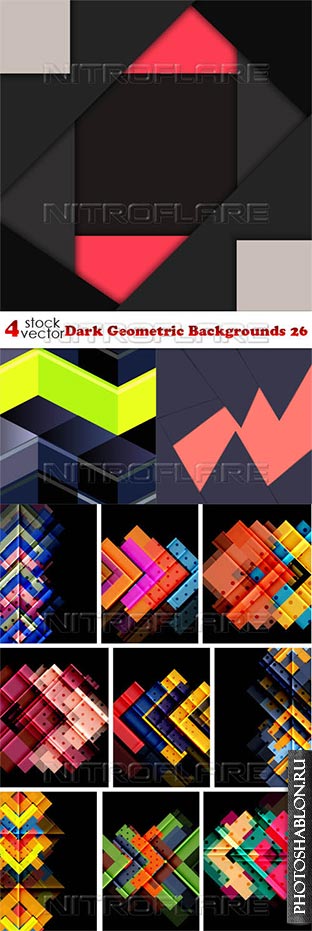 Темные геометрические фоны / Vectors - Dark Geometric Backgrounds 26