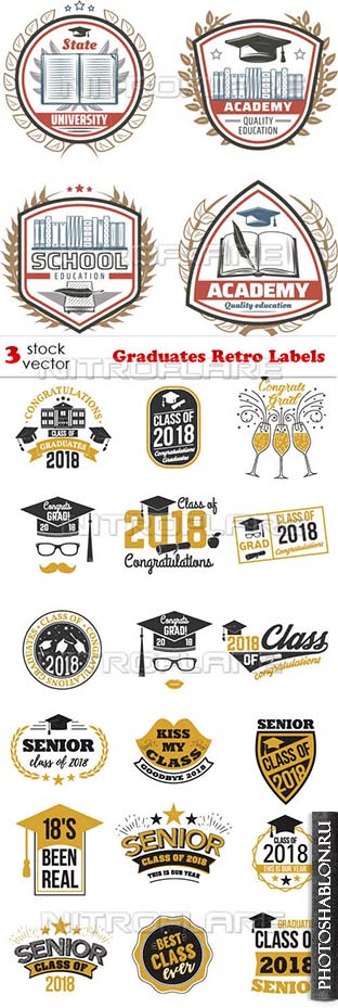 Векторный клипарт - Graduates Retro Labels