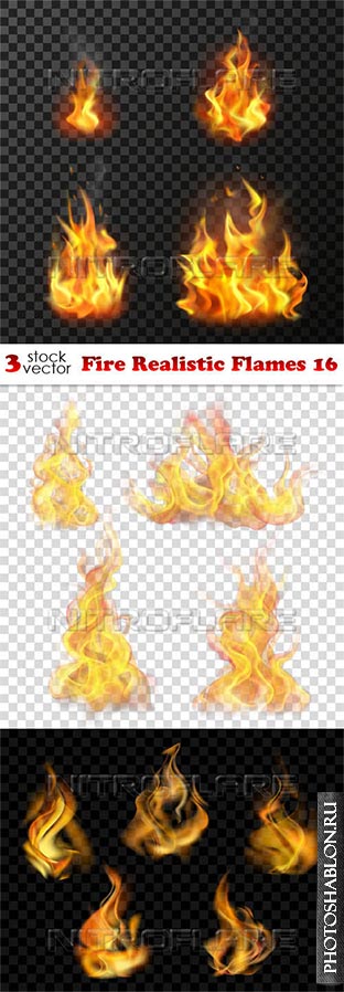 Векторный клипарт - Огонь / Vectors - Fire Realistic Flames 16