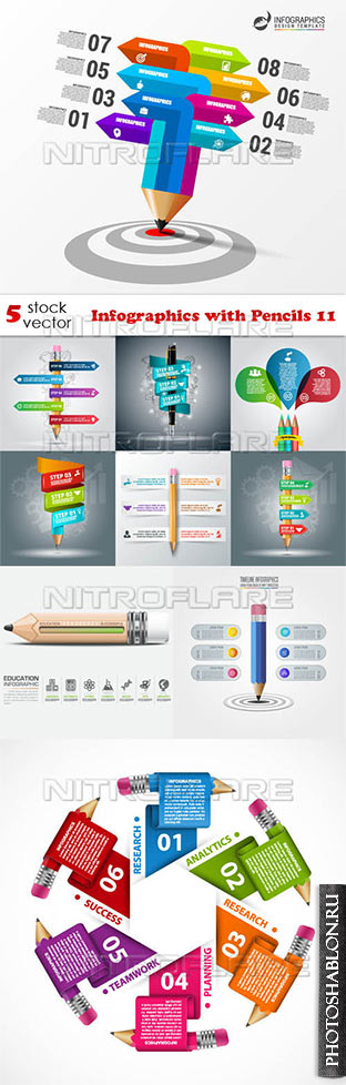 Векторный клипарт - Infographics with Pencils 11