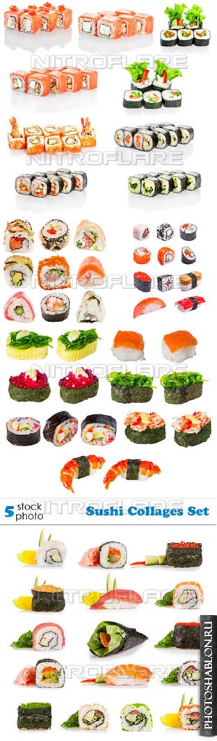 Растровый клипарт - Суши / Sushi Collages Set