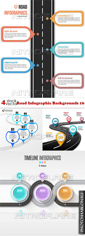 Vectors - Road Infographic Backgrounds 16