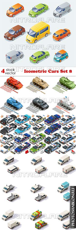 Векторный клипарт - Изометрические автомобили / Isometric Cars Set 8