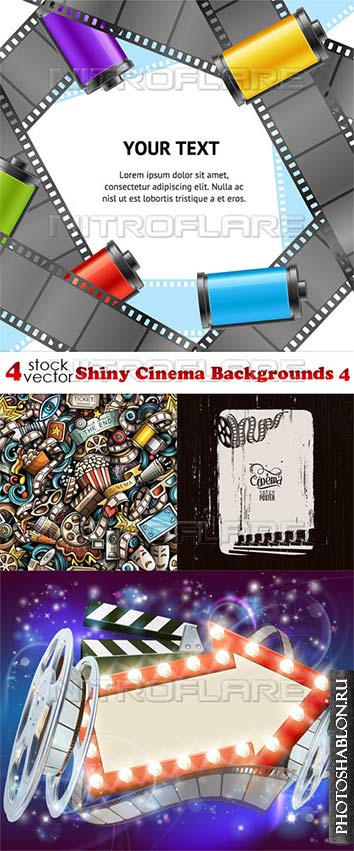 Векторные фоны - Кино / Vectors - Shiny Cinema Backgrounds 4