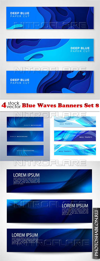 Vectors - Blue Waves Banners Set 8