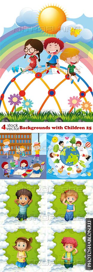 Векторный клипарт - Дети / Vectors - Backgrounds with Children 25