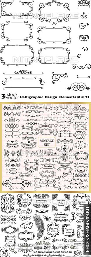 Vectors - Calligraphic Design Elements Mix 21
