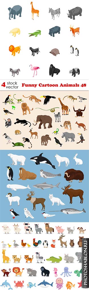 Векторный клипарт - Животные / Funny Cartoon Animals 48