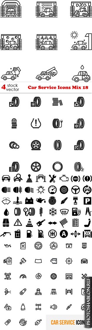 Векторные иконки - Автосервис / Car Service Icons Mix 18