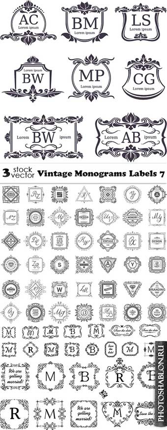 Vectors - Vintage Monograms Labels 7