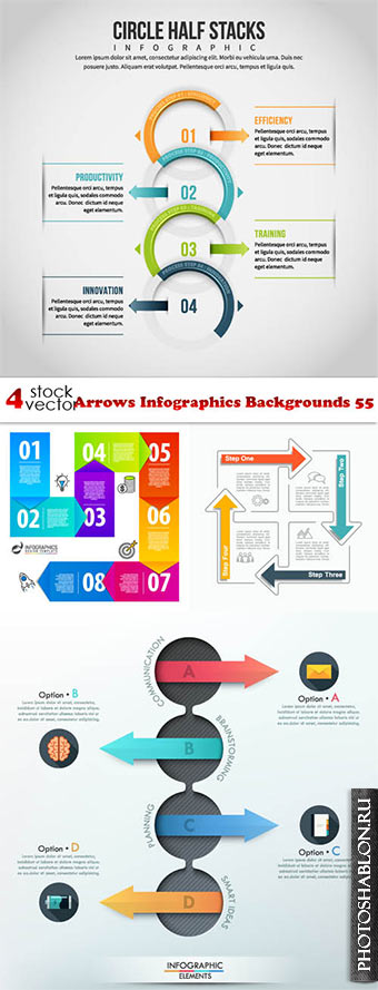 Vectors - Arrows Infographics Backgrounds 55