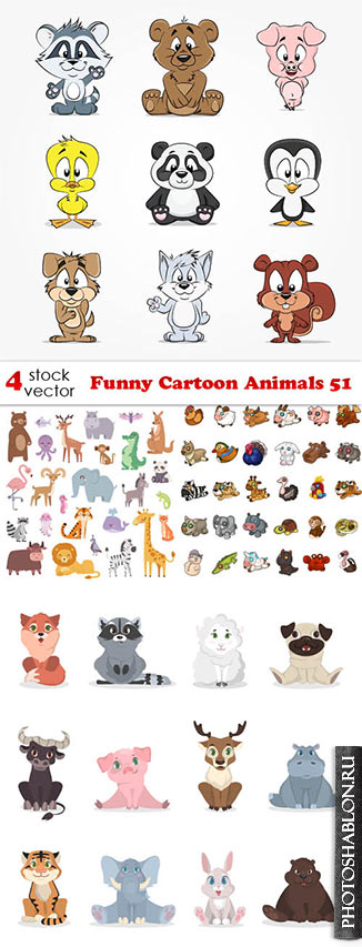 Векторный клипарт - Мультяшные животные / Funny Cartoon Animals 51
