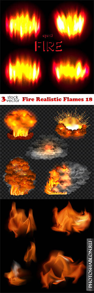 Векторный клипарт - Огонь / Vectors - Fire Realistic Flames 18