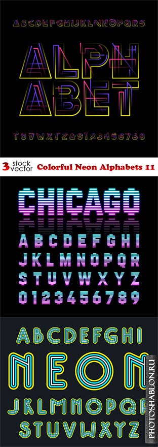 Vectors - Colorful Neon Alphabets 11