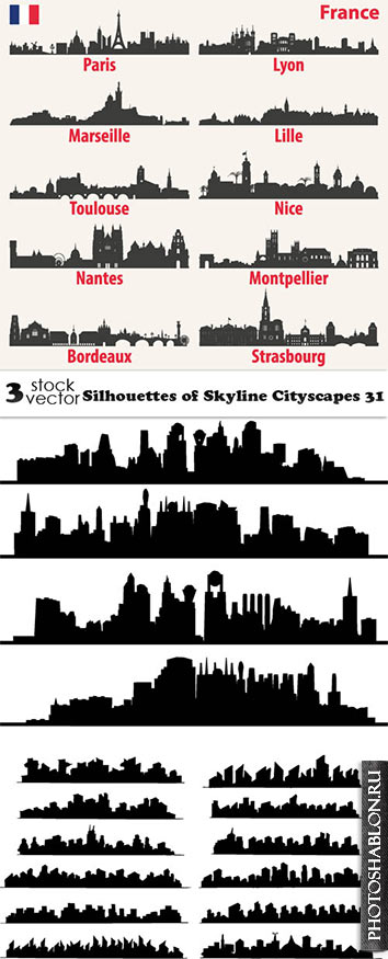 Vectors - Silhouettes of Skyline Cityscapes 31