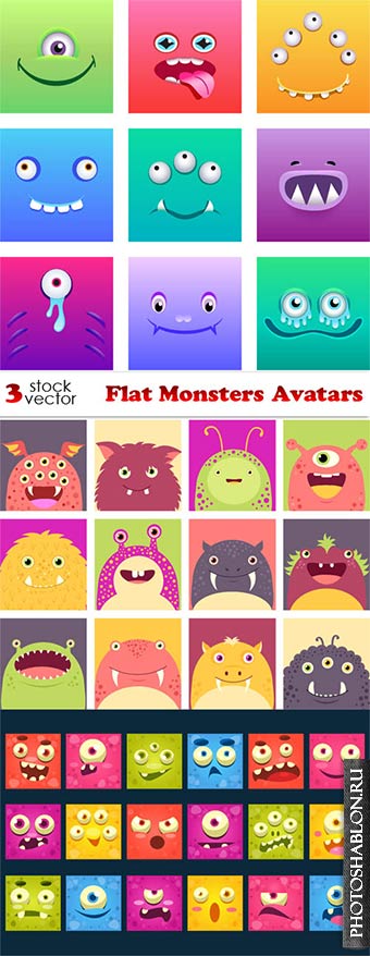 Vectors - Flat Monsters Avatars