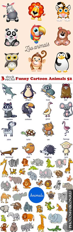Векторный клипарт - Мультяшные животные / Funny Cartoon Animals 52