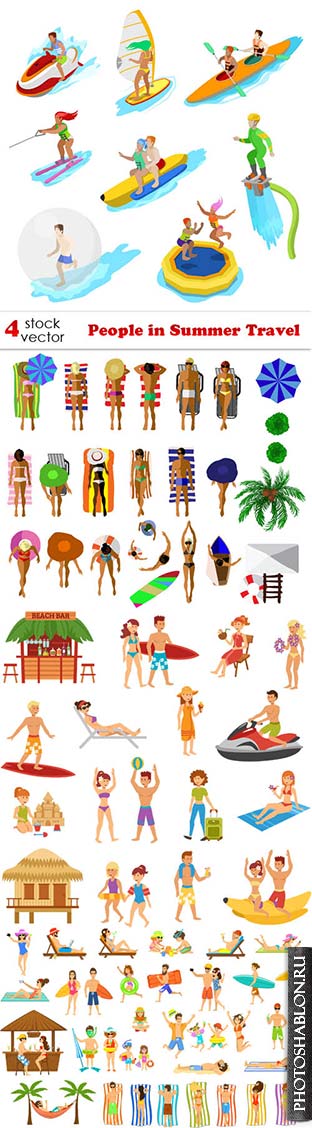 Векторный клипарт - Люди на летнем отдыхе / People in Summer Travel