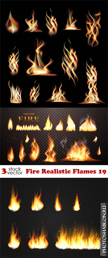 Векторный клипарт - Огонь / Vectors - Fire Realistic Flames 19