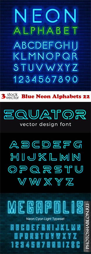 Vectors - Blue Neon Alphabets 22